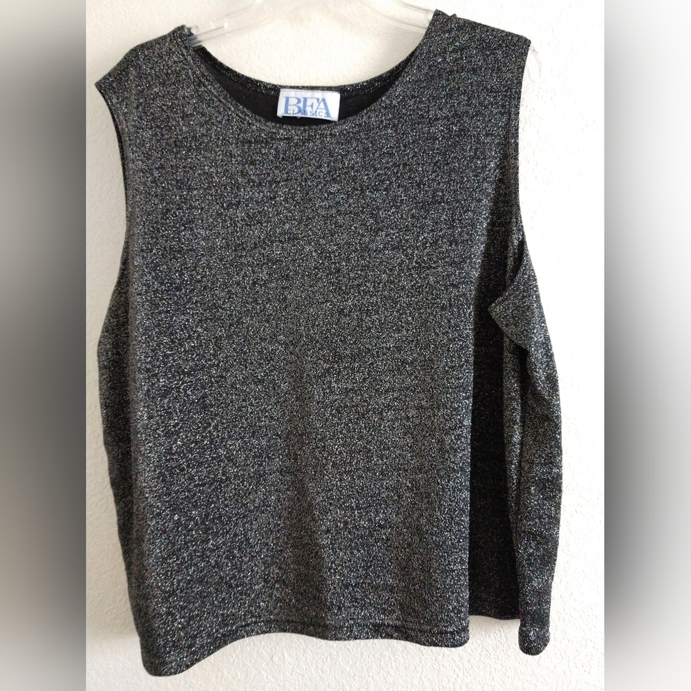 BFA Classics Black Silver Sparkle Tank Top Evening Out Size 3X Chest 50"
